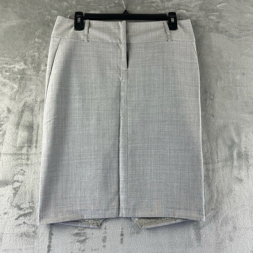 Express Pencil Skirt Women's 6 Gray Front Zipper & Button Closure Lined.